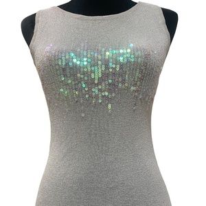 Rue Twenty One Options |Top Gold Shimmering Sequin |Sleeveless Tank Top| Size: L